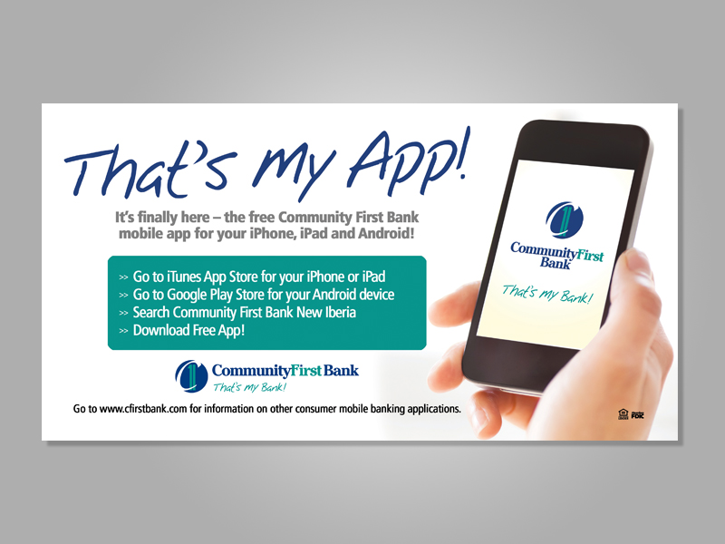 Community First Bank's introduction to the Mobile App.